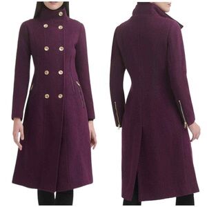 Guess Women's Wool Blend Trench Coat in Eggplant - Size S